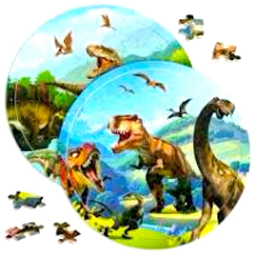 NASHRIO Wooden Dinosaur Puzzle, 2 Packs, 96 Pieces, Ages 3-8, Natural Wood